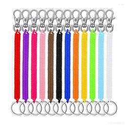 Keychains 18 Colors Retractable Coil Spring Keychain Waist Buckle Spiral Cord Lobster Clasp With Key Ring For Keys Wallet