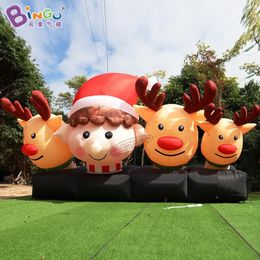 wholesale Customised 8x2.5x4.5mH advertising inflatable cartoon deer with lights Christmas decoration air blown animal models for festival event toys sport