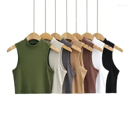 Women's Tanks Rib Knit Crop Top Basic Solid Tank Summer Casual Sleeveless Vest T-shirts Off Shoulder Y2K Sexy Female Tops 2024
