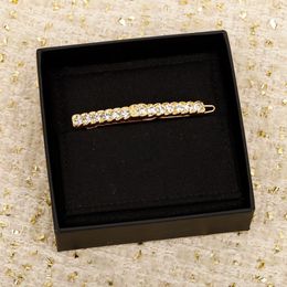 Luxury quality charm hair clip with all large diamond in 18k gold plated simple design have stamp box PS3028B