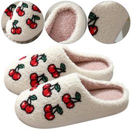Slippers Women Men Winter Cherry Fluffy House Shoes Lightweight Slip On Comfortable Warm Plush Slipper For Gift