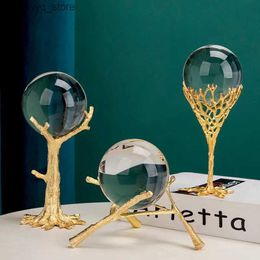 Other Home Decor Nordic Luxurious Artware Metal Crystal Ball Furnishings Living Room Office Desktop Decoration Ornaments Crafts Home Furnishings Q240229