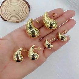 10PairsMinimalist Water Drop Stud Earrings For Women 18k Gold Plated Chic Exaggerate Teardrop Chunky Earrings Statement Jewelry 240219