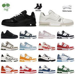 Luxury Calf Leather Flowers Brand Designer Casual Shoes Black White Pink Blue Denim Platform V Trainers Green Red Orange Yellow Loafers Flat Sneakers Size 36-45