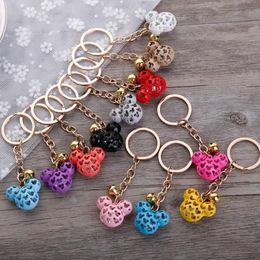 Hollow Mouse Key Rings Fashion Animal Design Bag Charms Cute Purse Pendant Car Keyring Chains Holder Ornaments Hanging Love Gifts 193l