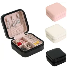 Jewellery Pouches PU Ring Box Portable Earring Necklaces Watch Display Organiser Case Travel Zipper Bracelet Storage Drop