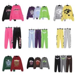 High Quality Spider Hoodie For Men Sp5der Hoodie Sweatshirts Hoody Young Thug Angel Women Polo 555 Purple Spider Web Hoodies Tracksuit Puff Print Pullover Pants
