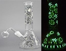 10 5inch glass beaker bong Glow In The Dark glass bongs ice catcher thicknes dab oil rig for smoking with oil burner pipe and bang7196158