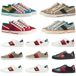 Designer Shoes With Box Casual Shoes Bees Ace Sneakers Low Mens Womens Shoes High Quality Tiger Embroidered Black White Green Red Yellow Stripes Walking Sneakers