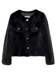 Fur Black Imitation Mink Fur Coat Autumn Winter Jacket Short Single Breasted Women Faux Fur Coat Outerwear Snow Jacket