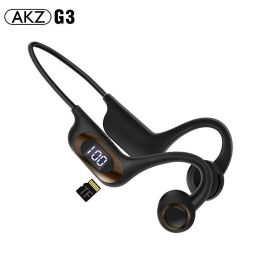 Headphone/Headset AKZG3 Bone Conduction Bluetooth 5.2 Headphone HIFI Stereo Earhook Air Conduction Wireless Earbuds Support TF Card Headset