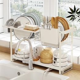 Kitchen Storage HOOKI Drain Rack Bowl Pan Double Sink Side Shelf Kitchenware Organiser Pantry Dish Drying