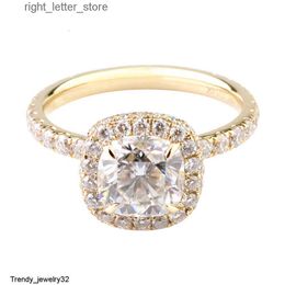 Rings Anniversary halo jewelry 14k yellow gold engagement ring DEF cushion cut moissanite jewelry ladies gold ring 240229