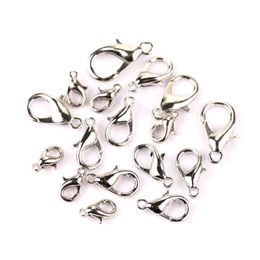 400Pcs 10 12 14 16mm Silver Plated Alloy Lobster Clasp Hooks Fashion Jewellery Findings For DIY Bracelet Chain Necklace335Q