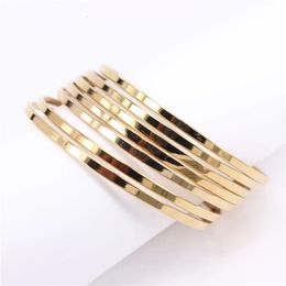 3mm face width 70mm diameter 7PCS combination bracelet three Colours Womens stainless steel Jewellery wholesale washable LH1054 240228