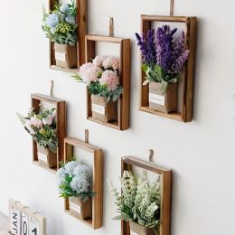 Frame Creative 3d Artificial Flower Inside Photo Frame Wall Hanging Decoration Pastoral Retro Hydrangea Plants Frame Home Decor Crafts