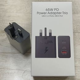 Super fast Charger adapter 65W Fast Charging 3 Ports USB C Mobile Phone cube PD Power cubes for Samsung S23 S22 EU US UK PLUG With Retail Box