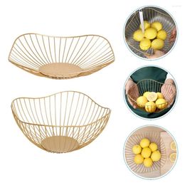 Dinnerware Sets 2pcs Fruit Baskets Organizer Storage Container Iron Vegetable Basket