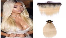 Ombre Blonde Hair With Lace Frontal 1b 613 Sliky Straight Human Hair Bundles With 134 Full Lace Frontal Brazilian Virgin Hair 8a 1108726
