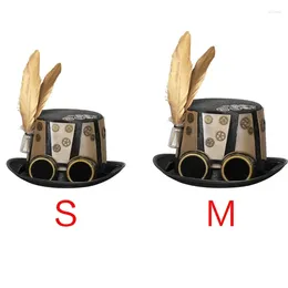 Berets Victorian Steampunk Top Hat In Golden Brown Mens Fashion Accessory For Cosplay And Decoration Ornament Dropship