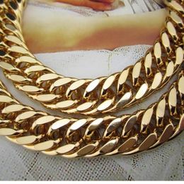 12mm Thick Chunky Heavy Chain 18K Yellow Gold Filled Solid Double Curb Chain Mens Necklace Hip Hop Jewellery Gift216n