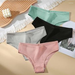 Women's Panties 3PCS Cotton Soft Underpants Daily Briefs Breathable Panty Seamless Thong Solid Underwear Sexy Female Lingerie