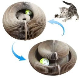 Toys Cat Scratching Board Toy Turntable Teasing Cat Grinding Claw Corrugated Paper Climbing Frame Round Deformation Pet Supplies