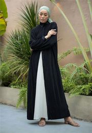 Ethnic Clothing Eid Solid Abaya Women Muslim Pleated Dress Khimar Hijab Dresses Kaftan Kebaya Ramadan Abayas Jilbab Long Robe Islam Clothes