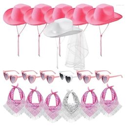 Berets Bride Cowboy Hat Sunglasses And Kerchief Set For Bridesmaids Po Props