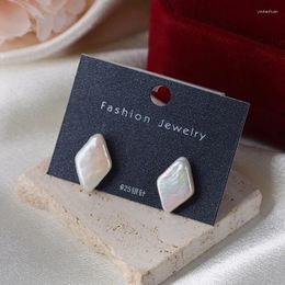 Stud Earrings Fashion Natural Freshwater Pearl For Women Minimalist Gometric Rhombus Baroque Earring Korean Jewelry Simple