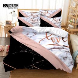 Set Colored Marble Duvet Cover Set, Fashion Bedding Set, Soft Comfortable Breathable Duvet Cover, For Bedroom Guest Room Decor Sheer Curtains