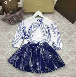 Brand kids dress sets high quality child tracksuits baby girl clothes Size 100-160 Blue striped long sleeved hoodie and skirt 24Feb20