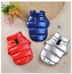 Parkas Glossy Winter Dog Down Jacket Stand Collar Solid Colour Dog Clothing Thick Warm Puppy Coat Overall New Year Pet Items Cat Clothes