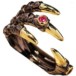 Cluster Rings Vintage Titanium Steel Eagle Dragon Claw Halloween Skull Ring Selling Men's Domineering Opening Rock Animal Cat Jewellery