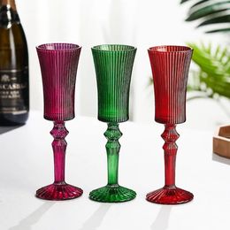 Wholesale 140ml 6 Colours European romantic beautiful goblet glass wine lamp thick goblet champagne glass restaurant hotel FY5991 0229