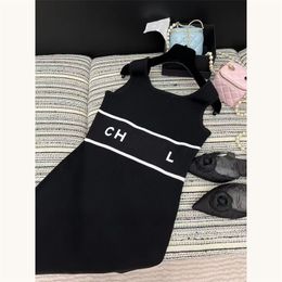 Autumn new designer Letter jacquard knitted dress summer new European and American youth popular high waist elastic slip dress