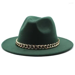 Berets Women Fedora Hats With Fashion Luxury Gold Chain Party Jazz Caps Men Dress Sombreros De Mujer