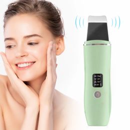 Instrument Ultrasonic Skin Scrubber Blackhead Remover Facial Cleanser 4 Modes Peeling Shovel Face Lifting Tool EMS Spatula Deep Cleansing