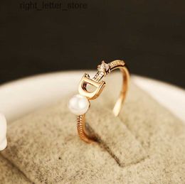 Rings 2023 Europe Brand Gold Plated D Letter Ring High-quality Pearl Ring Vintage Charms Rings for Wedding Retro Luxury Jewelry Costume Jewelry 240229