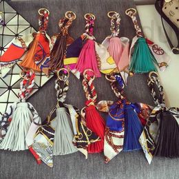 Keychains & Lanyards Designer Spring and summer leather scarves tassels pendants for women's fashionable and creative bags accessories keychains keyrings pendants