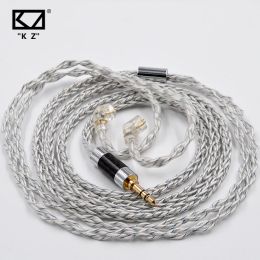 Accessories KZ 8 Core Silver Blue Earphones Cable Hybrid 784 Cores Silver Plated Upgrade Cable for KZ ZSN ZSX DQ6 ZAX ZS10 PRO CCA CSN CA16