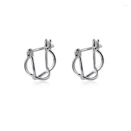 Hoop Earrings Fashion 925 Sterling Silver Hollow Women's Geometric Oval Simple Banquet Piercing Party Gift