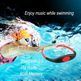 Player 048 Waterproof IPX8 Earphones 8GB Wireless Headphone FM Radio Bluetooth Headset Diving Swimming Surfing Sport MP3 Music Player