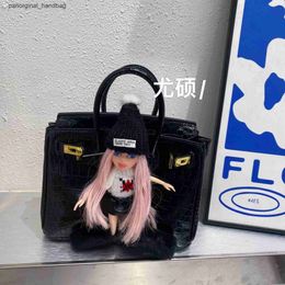 Original H Tote Bag Playful Crocodile Pattern Dark Punk Spicy Girl Doll Trendy Cool Handheld Crossbody