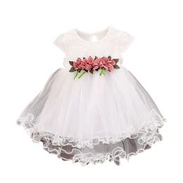 Elbiseler sevimli bebek kızlar yaz çiçek elbise prenses parti tül çiçek elbise yürümeye başlayan çocuk bebek kızlar örgü tutu elbise 03y giyim
