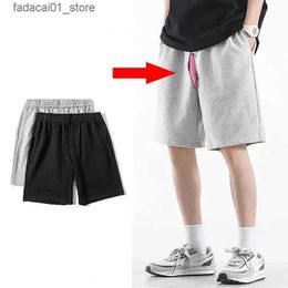 Men's Shorts Summer mens invisible zipper open crotch shorts outdoor sports mens plus size casual shorts Grey black Q240229