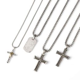 Silver Necklaces 50cm Necklaces Women Full Diamond Jewellery Chevron Cross Pendant Pave Zircon Dog Tag Necklace Sunflower Peace Meda299q