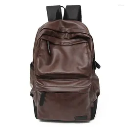 Backpack 2024 Men's Waterproof Leather School Bags Large Capacity Backpacks Casual Laptop Bag Pack Solid Travel Back