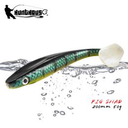 Lures Hunthouse Pro Shad Gear Fishing Lure 2Pcs/Lot 20cm 50g Paint Printing Lure Paddle Tail Silicone Souple Leurre Natural Musky