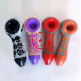 Latest Colorful Heady Pattern Smoking Glass Pipes Portable Style Handmade Dry Herb Tobacco Filter Spoon Bowl Innovative Handpipes Cigarette Holder DHL